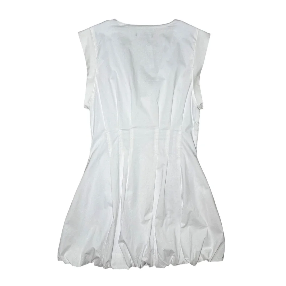 Steve Madden Bubble Hem Zip Gale Dress Women Medium White Sleeveless V-Neck NWT - Picture 4 of 11